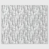 Papier Cadeau Motif de Noël d'arbres dénudés en hiver (Plat)