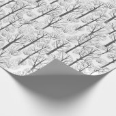 Papier Cadeau Motif de Noël d'arbres dénudés en hiver (Coin)