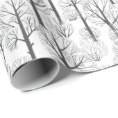 Papier Cadeau Motif de Noël d'arbres dénudés en hiver (Coin rond)