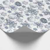 Papier Cadeau Motif de Noël d'argent blanc (Coin)