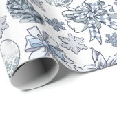 Papier Cadeau Motif de Noël d'argent blanc (Coin rond)