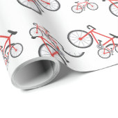Papier Cadeau Motif de Noël de bicyclette classique rouge blanc (Coin rond)
