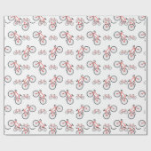 Papier Cadeau Motif de Noël de bicyclette classique rouge blanc (Plat)