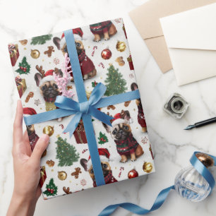 Papier Cadeau Motif de Noël de Bouledogue Français
