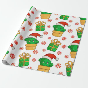 Papier Cadeau Motif de Noël de Cactus