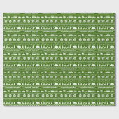 Papier Cadeau Motif de Noël de Californie Vert et blanc (Plat)