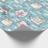 Papier Cadeau Motif De Noël De Chats Amusants, Boules De Neige M (Coin)