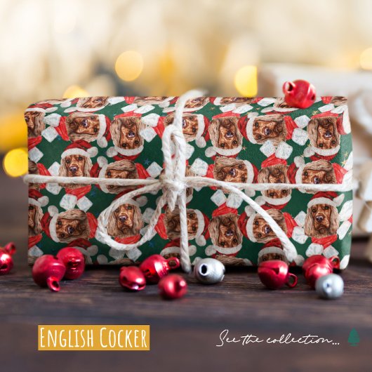 Papier Cadeau Motif de Noël de Cocker Anglais Drôle