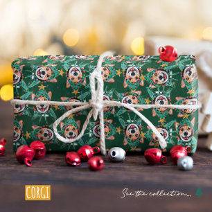 Papier Cadeau Motif de Noël de Corgi drôle