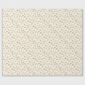 Papier Cadeau Motif de Noël de feuilles de houx. Doré sur fond b (Plat)