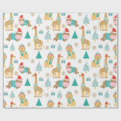 Papier Cadeau Motif de Noël de la Jungle mignonne (Plat)