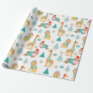 Papier Cadeau Motif de Noël de la Jungle mignonne