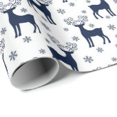 Papier Cadeau Motif de Noël de la Marine et des Blancs (Coin rond)