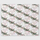 Papier Cadeau Motif de Noël de la saison Holly Berry Wreath (Plat)