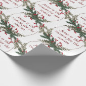 Papier Cadeau Motif de Noël de la saison Holly Berry Wreath (Coin)