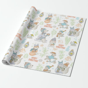 Papier Cadeau Motif De Noël De L'Ours Et Des Amis