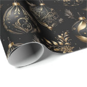 Papier Cadeau Motif de Noël de luxe Black Gold (Coin rond)