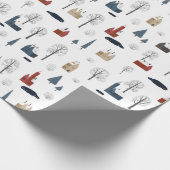 Papier Cadeau Motif de Noël de maisons, d'arbres, d'étang ou de  (Coin)