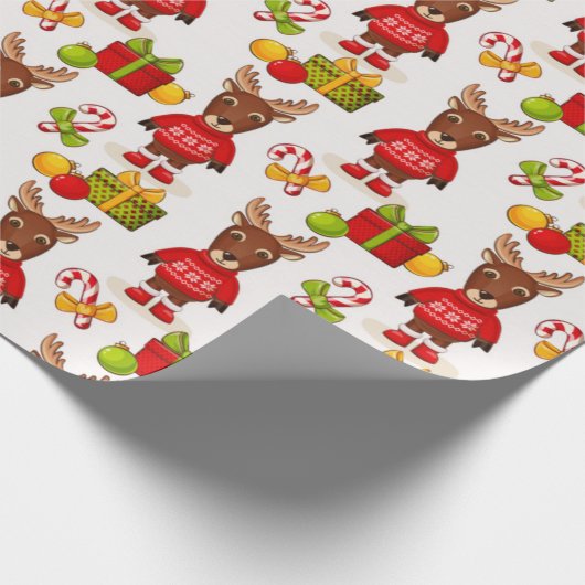 Papier Cadeau Motif de Noël de mignonne Reindeer (Coin)