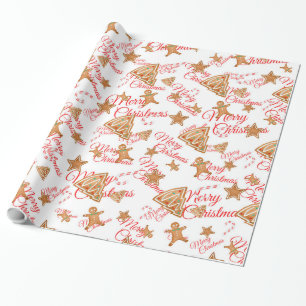 Papier Cadeau Motif de Noël de pain d'épices
