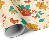 Papier Cadeau Motif de Noël de pain d'épices (Coin rond)