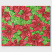 Papier Cadeau Motif de Noël de Poinsettia (Plat)