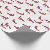 Papier Cadeau Motif De Noël De Renards Rouges Sur Blanc (Coin)