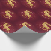 Papier Cadeau motif de noël de rennes d'or élégant (Coin)