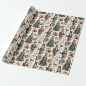 Papier Cadeau Motif de Noël de souris soldats de jouet (Déroulé)