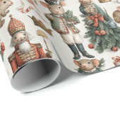 Papier Cadeau Motif de Noël de souris soldats de jouet (Coin rond)