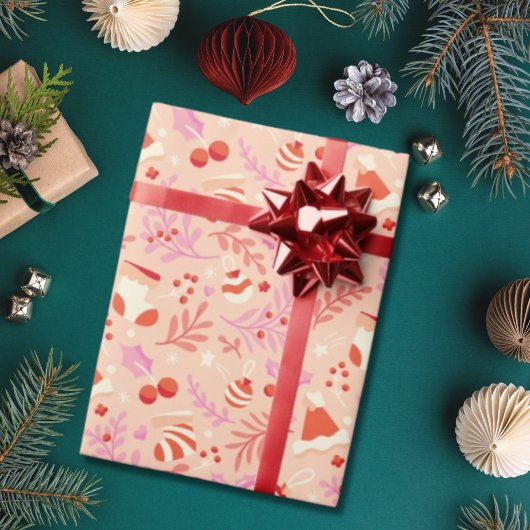 Papier Cadeau Motif de Noël de style rétro