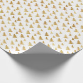Papier Cadeau Motif de Noël d'épicéas. Doré sur blanc (Coin)