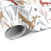 Papier Cadeau Motif De Noël Des Animaux Et Plantes D'Hiver (Coin rond)