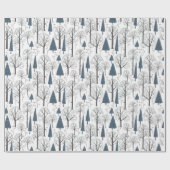 Papier Cadeau Motif De Noël Des Arbres Forestiers D'Hiver (Plat)