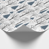 Papier Cadeau Motif De Noël Des Arbres Forestiers D'Hiver (Coin)