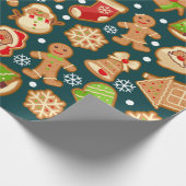 Papier Cadeau Motif de Noël des biscuits en pain d'épice (Coin)