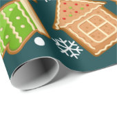 Papier Cadeau Motif de Noël des biscuits en pain d'épice (Coin rond)