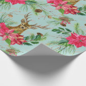 Papier Cadeau Motif de Noël des cerfs d'aquarelle (Coin)