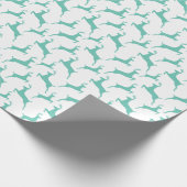 Papier Cadeau Motif de Noël des cerfs de saut bleu (Coin)