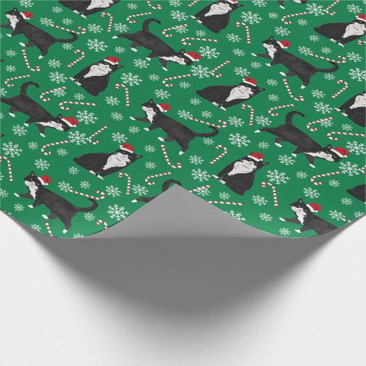 Papier Cadeau motif de Noël des Chats noirs et blancs (Coin)
