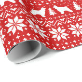 Papier Cadeau Motif de Noël des chiens de Cocker Spaniel Silhoue (Coin rond)