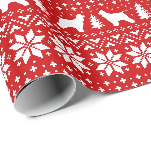 Papier Cadeau Motif de Noël des chiens de Cocker Spaniel Silhoue (Coin rond)