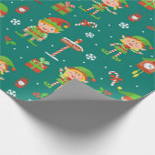 Papier Cadeau Motif de Noël des Elfes du Pôle Nord (Coin)