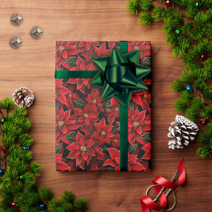 Papier Cadeau Motif de Noël des Fêtes Rouges
