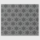 Papier Cadeau Motif de Noël des flocons de neige gris gris (Plat)