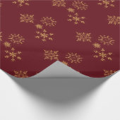 Papier Cadeau Motif de Noël des flocons d'or décoratifs (Coin)