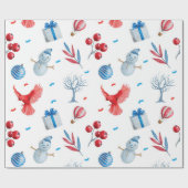 Papier Cadeau Motif de Noël des hommes de neige (Plat)