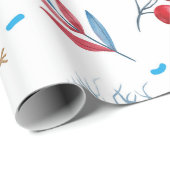 Papier Cadeau Motif de Noël des hommes de neige (Coin rond)