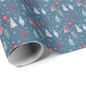Papier Cadeau Motif de Noël d'hiver. (Coin rond)