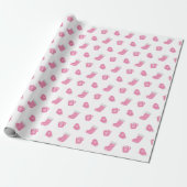 Papier Cadeau Motif de Noël d'hiver rose (Déroulé)